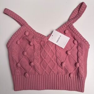 Forever 21 Pink Cable Knit Sweater Crop Top